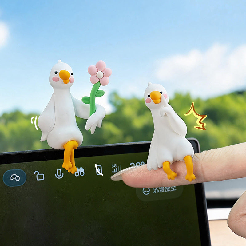Big White Goose Car Ornaments Cute Cartoon Car Console Decoration