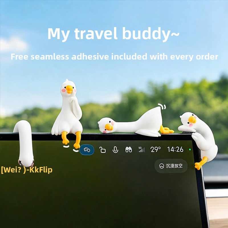 Big White Goose Car Ornaments Cute Cartoon Car Console Decoration