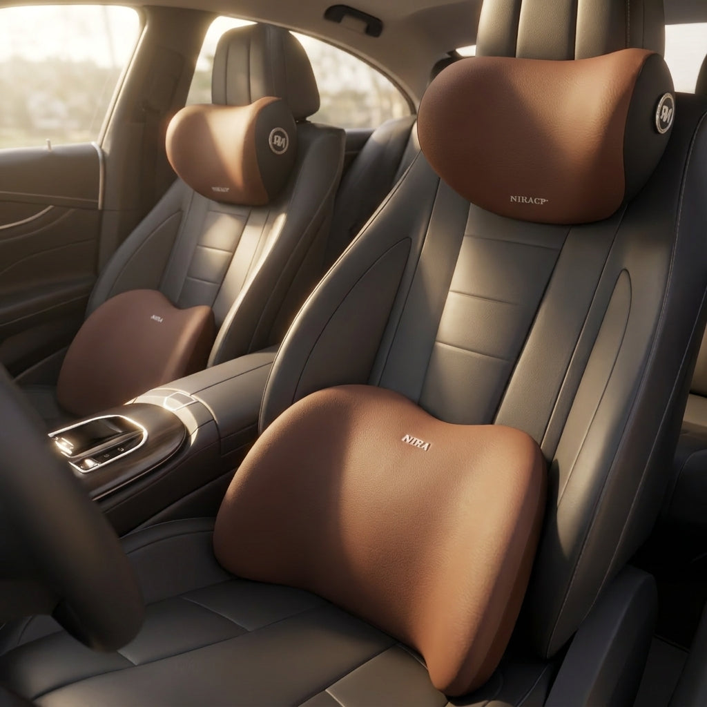 Memory Foam Car Headrest and Lumbar Support Pillow